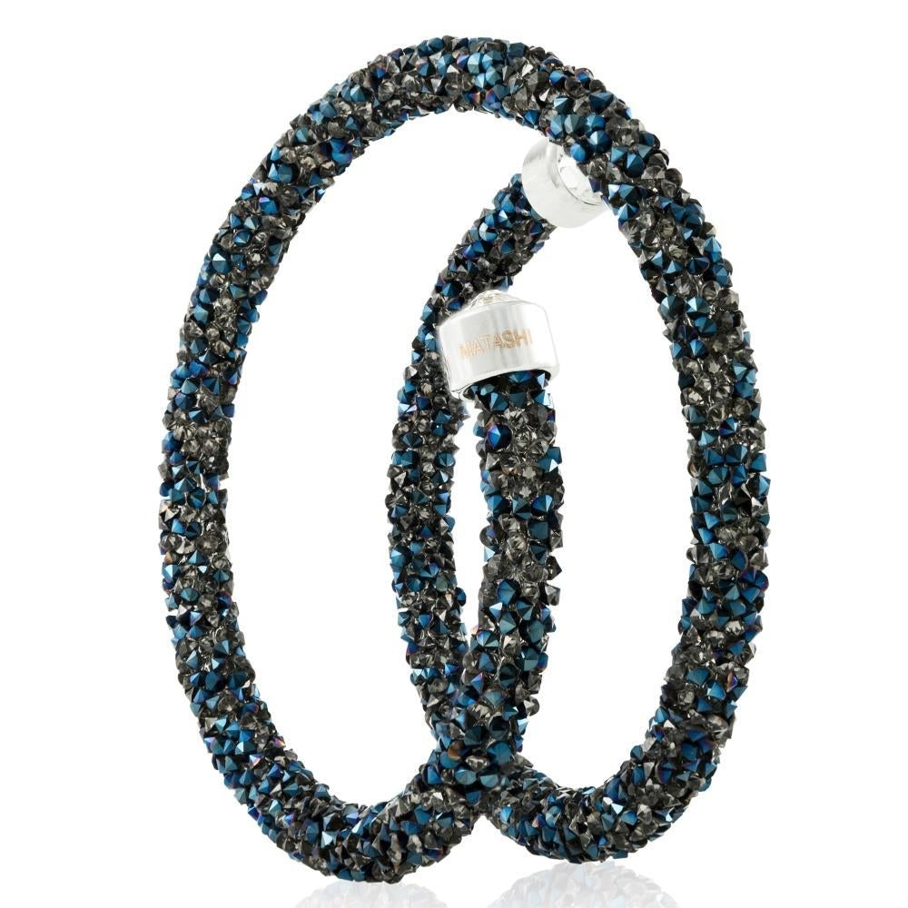 Metallic Blue Glittery Wrap Around Luxurious Crystal Bracelet By Matashi Image 2