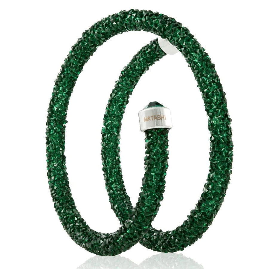 Green Glittery Wrap Around Luxurious Crystal Bracelet By Matashi Image 1