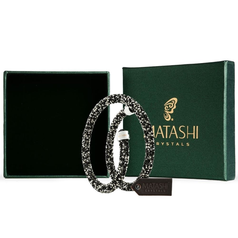 Ore Black Glittery Wrap Around Luxurious Crystal Bracelet By Matashi Image 1