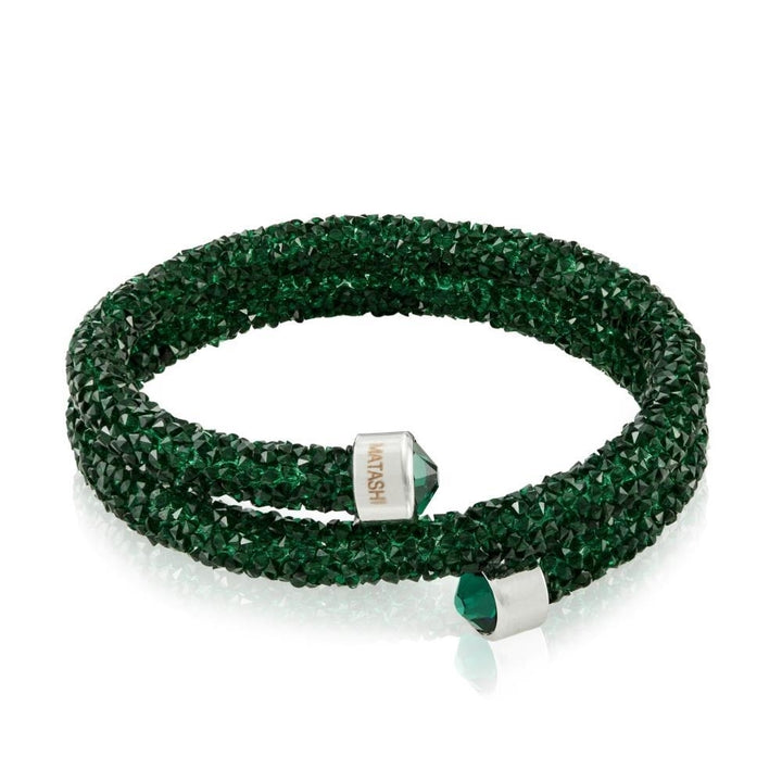 Green Glittery Wrap Around Luxurious Crystal Bracelet By Matashi Image 3