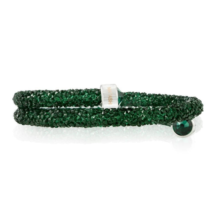 Green Glittery Wrap Around Luxurious Crystal Bracelet By Matashi Image 4