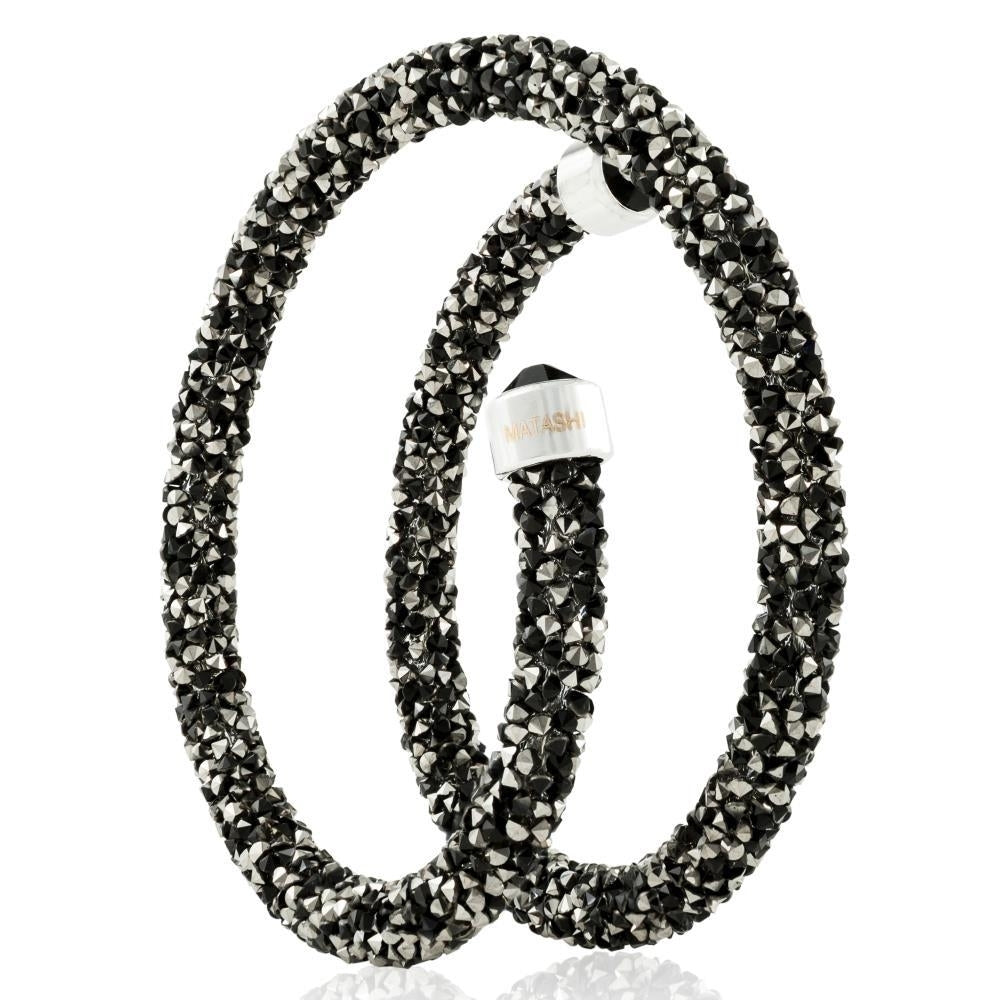 Ore Black Glittery Wrap Around Luxurious Crystal Bracelet By Matashi Image 2