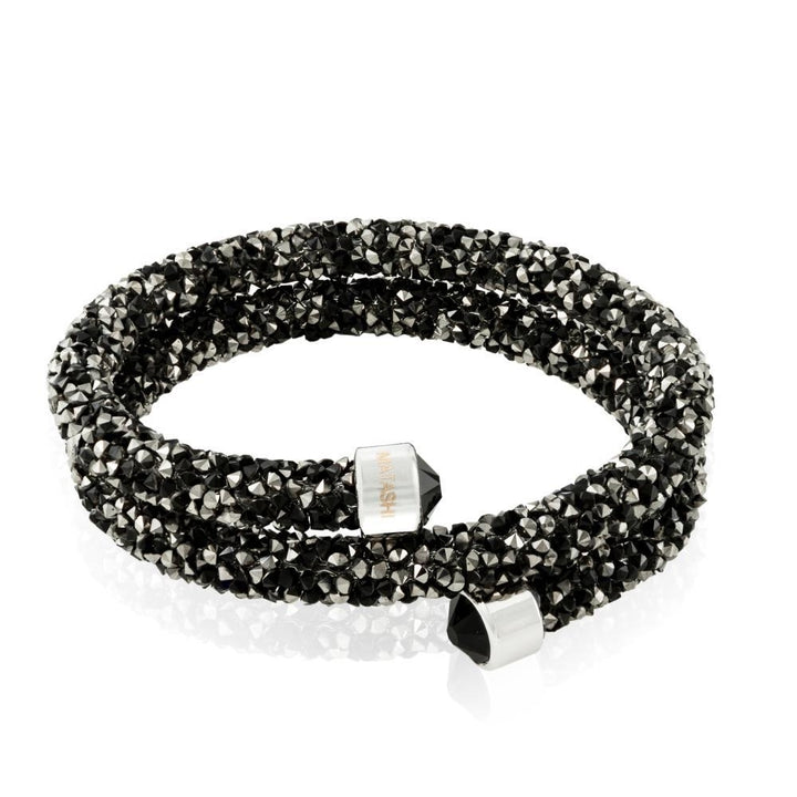 Ore Black Glittery Wrap Around Luxurious Crystal Bracelet By Matashi Image 3