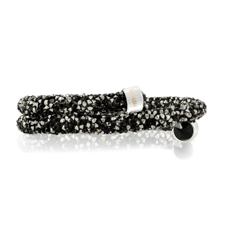 Ore Black Glittery Wrap Around Luxurious Crystal Bracelet By Matashi Image 4