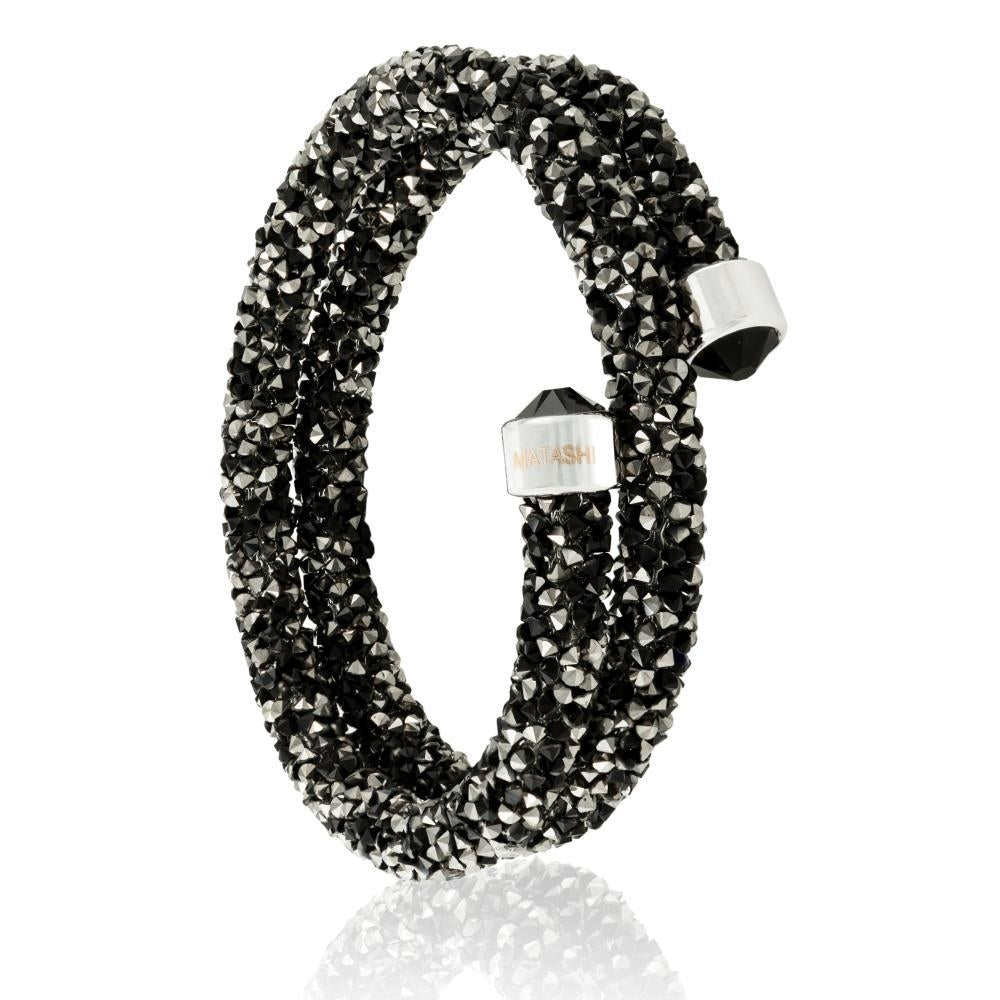 Ore Black Glittery Wrap Around Luxurious Crystal Bracelet By Matashi Image 4