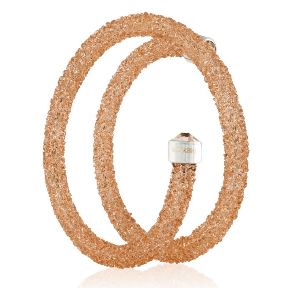 Peach Glittery Wrap Around Luxurious Crystal Bracelet By Matashi Image 2