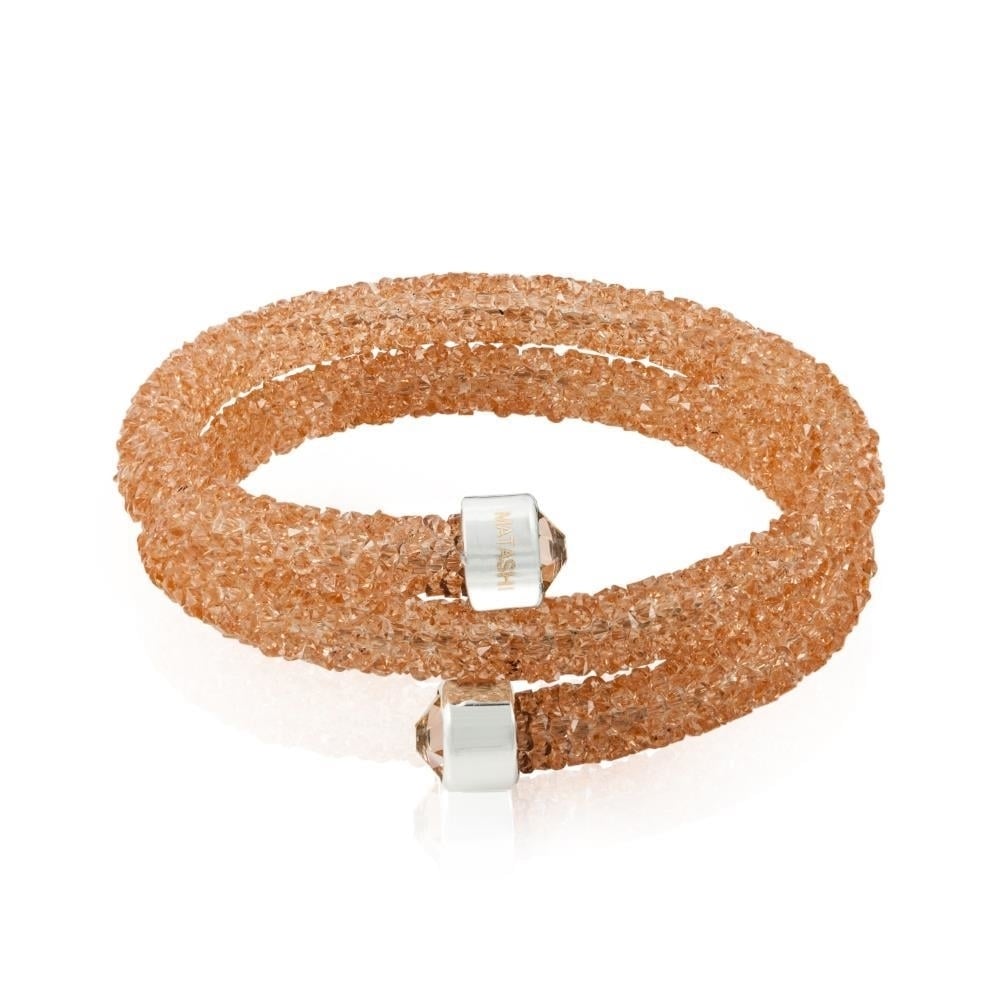 Peach Glittery Wrap Around Luxurious Crystal Bracelet By Matashi Image 3