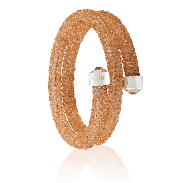 Peach Glittery Wrap Around Luxurious Crystal Bracelet By Matashi Image 4