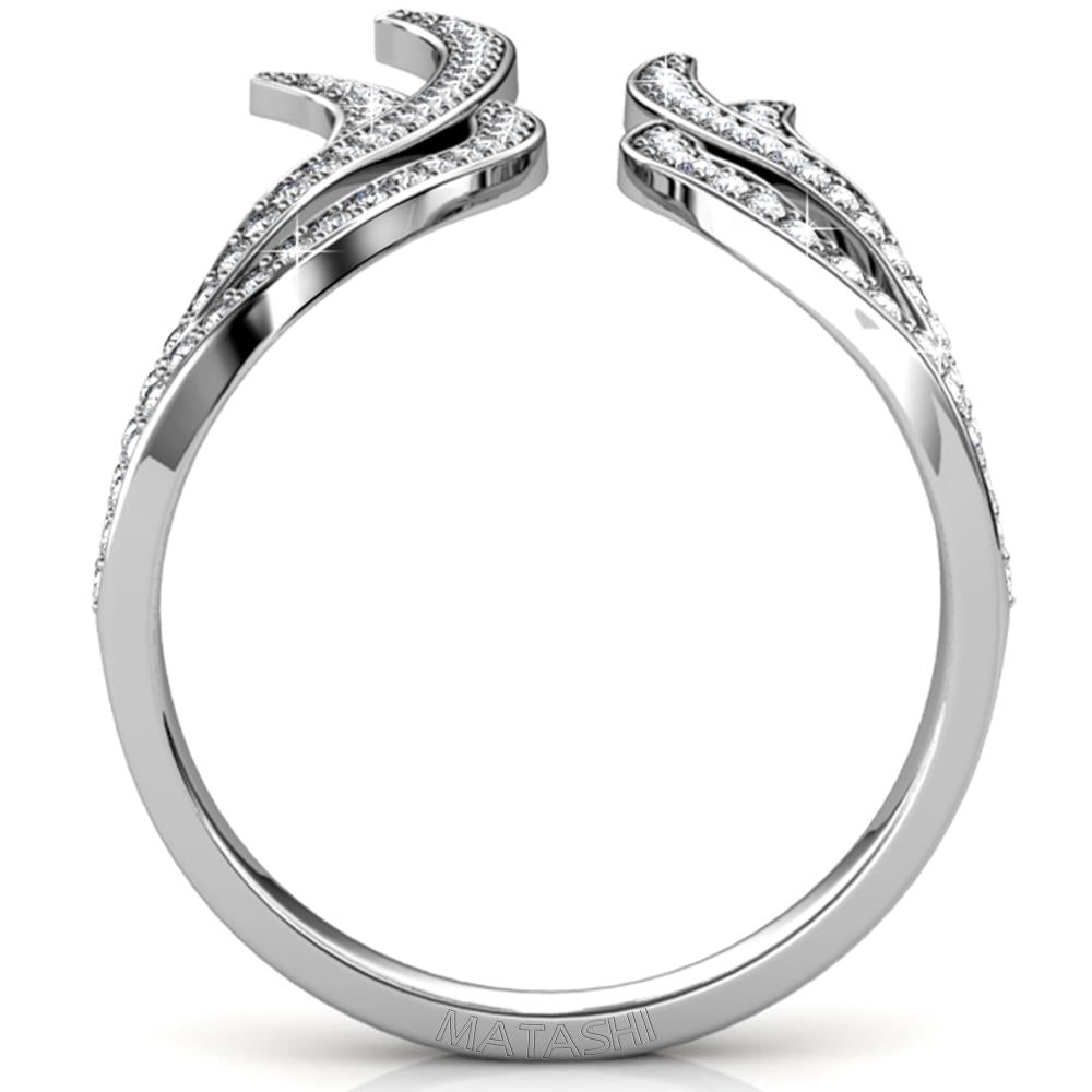 18k White Gold Plated Open Style Ring for Women Size 6 Image 4