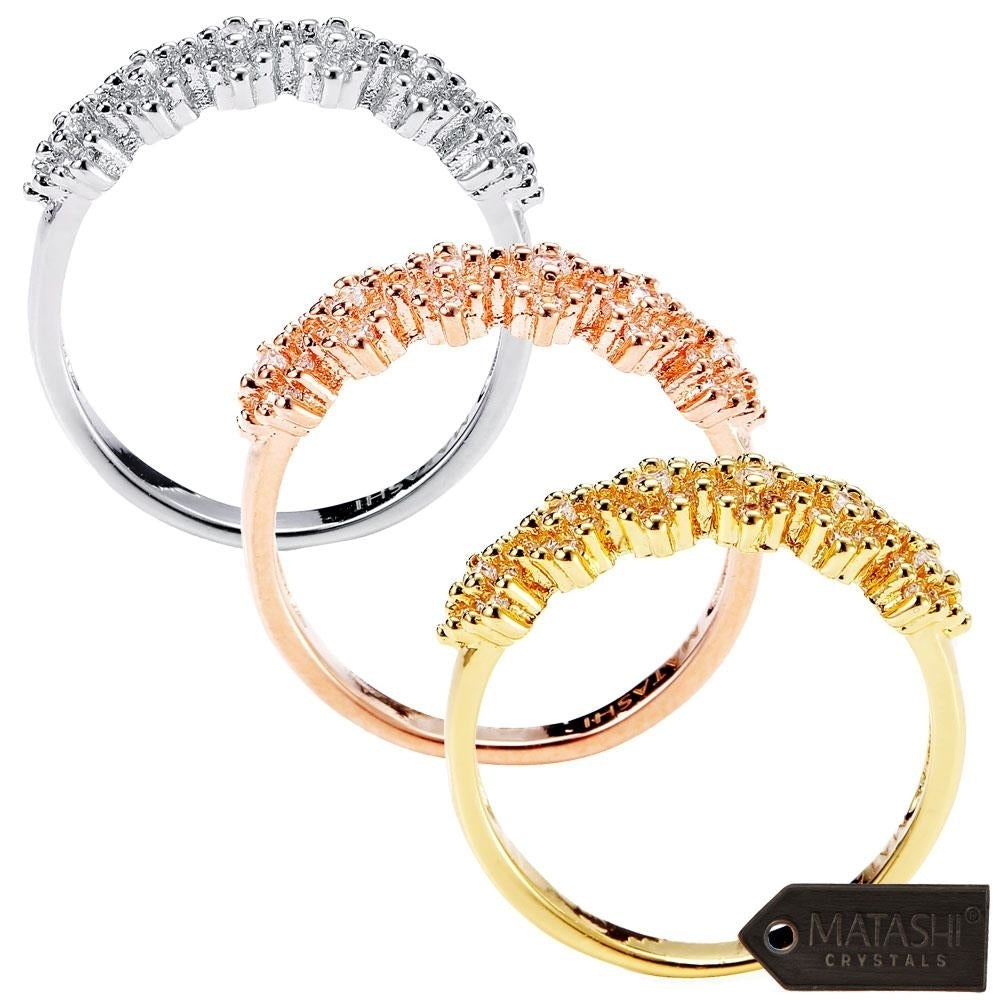 CZ Tri Colored Gold Rings for Women size 7 Image 2