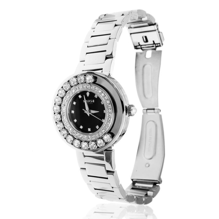 Matashi Crystals 18K White Gold Plated Womens Watch with 64 fine Crystals and a Shimmering Diamond Image 1