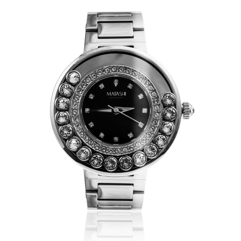 Matashi Crystals 18K White Gold Plated Womens Watch with 64 fine Crystals and a Shimmering Diamond Image 2