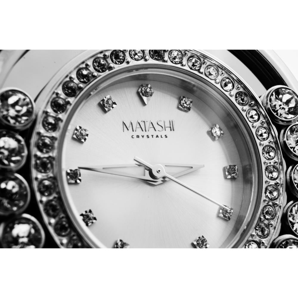 Matashi Crystals 18K White Gold Plated Womens Watch with 64 fine Crystals and a Shimmering Diamond Image 3