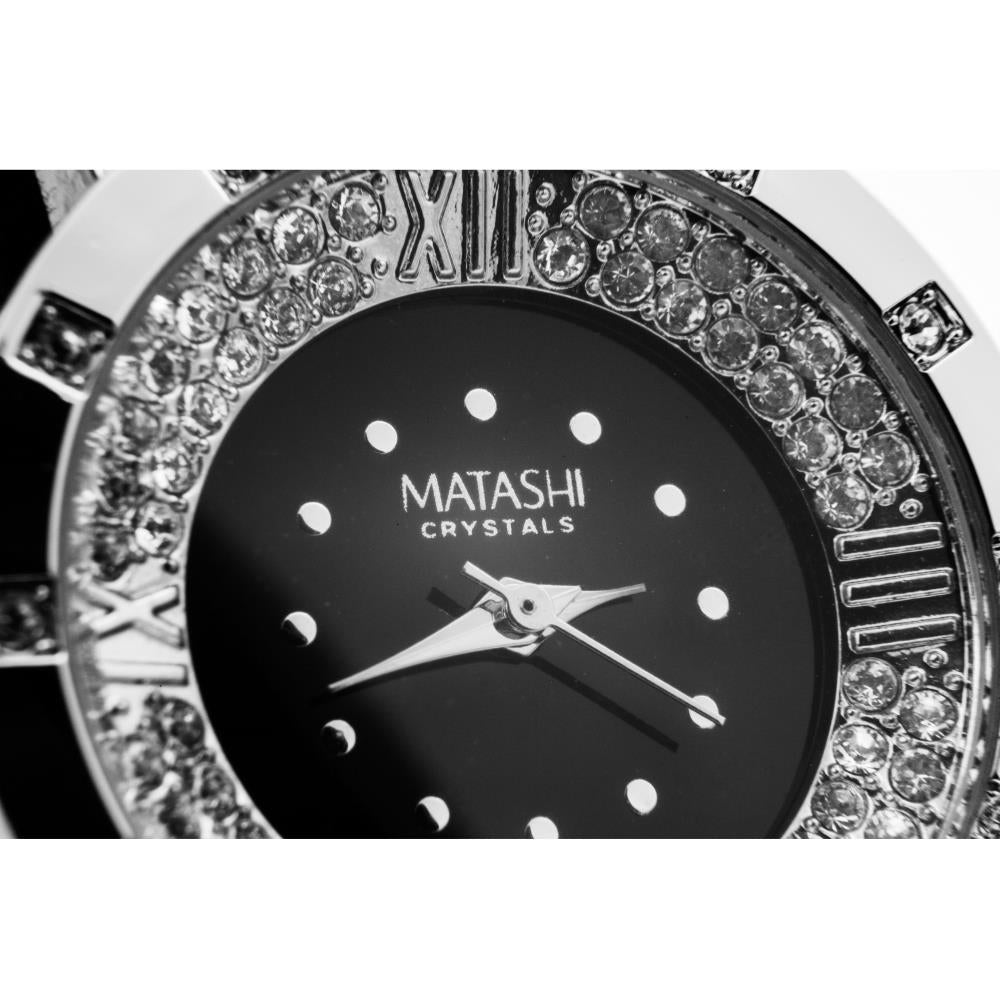 18K White Gold Plated Womans Luxury Watch with Adjustable Link Band and Encrusted with 60 fine Crystals by Matashi Image 3