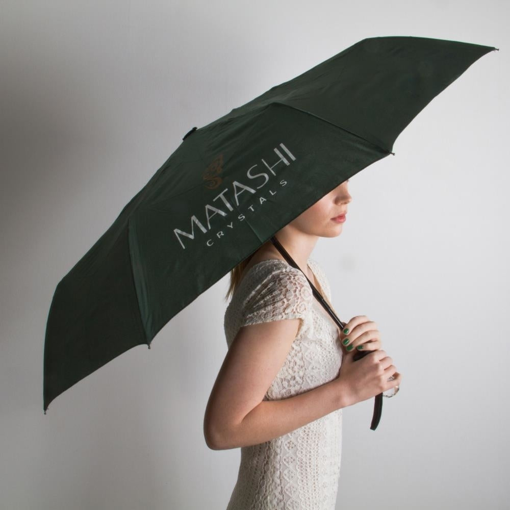 Sturdy and Ergonomic 3 Fold Travel Umbrella with Large Crystal Embedded Handle and Automatic Open and Close by Matashi Image 4