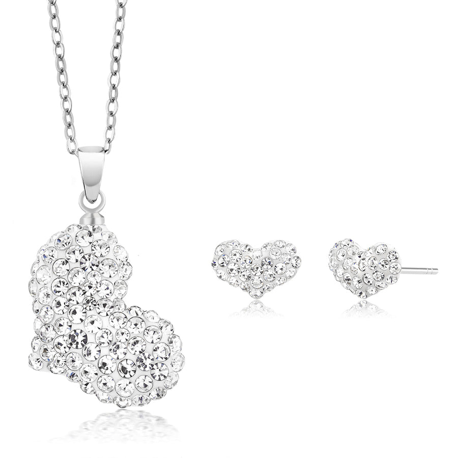 Heart Crystal Earring And Necklace Set Image 1