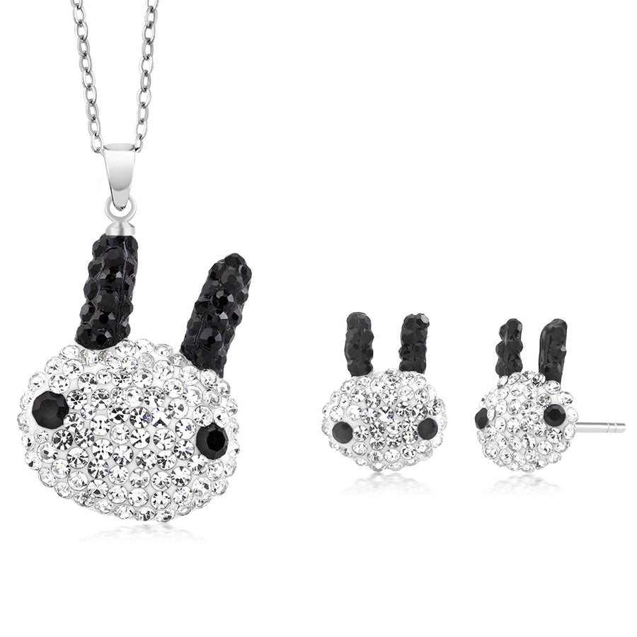 Panda Crystal Earring And Necklace Set Image 1