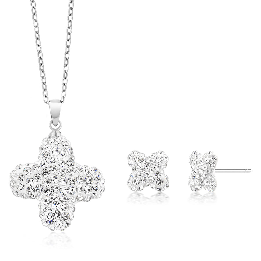Clover Crystal Earring And Necklace Set Image 1