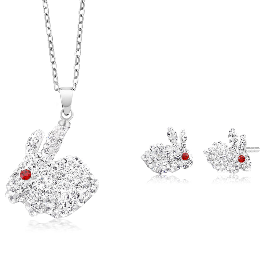 Rabbit Crystal Earring And Necklace Set Image 1
