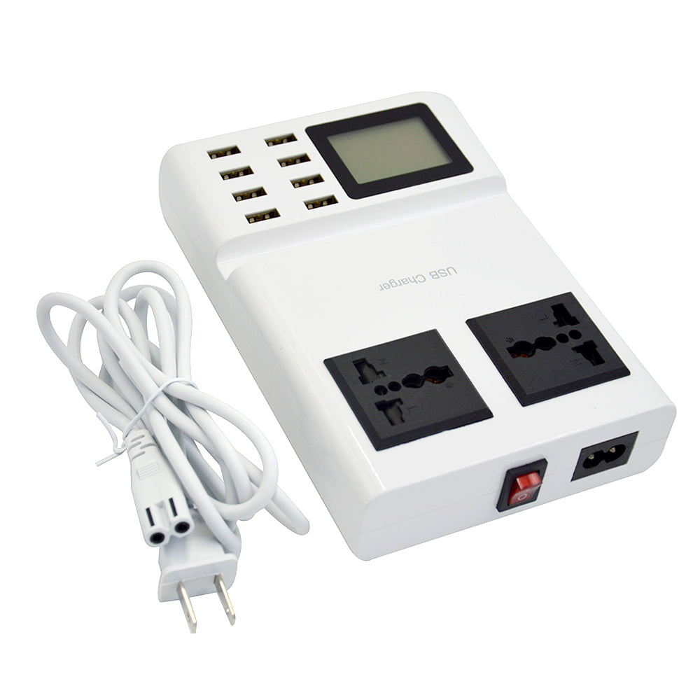 Universal 8 Port USB Charger and Power Adapter Socket - White Image 2