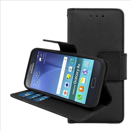Samsung Galaxy A8 Leather Wallet Pouch Case Cover Image 7