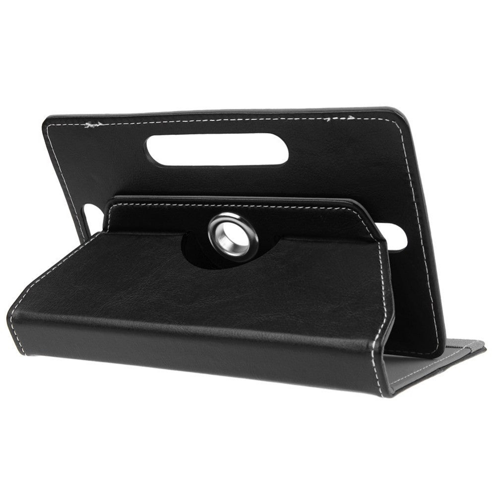 Universal 10 Tablet PU Leather Folio 360 Degree Rotating Stand Case Cover - Black Image 2