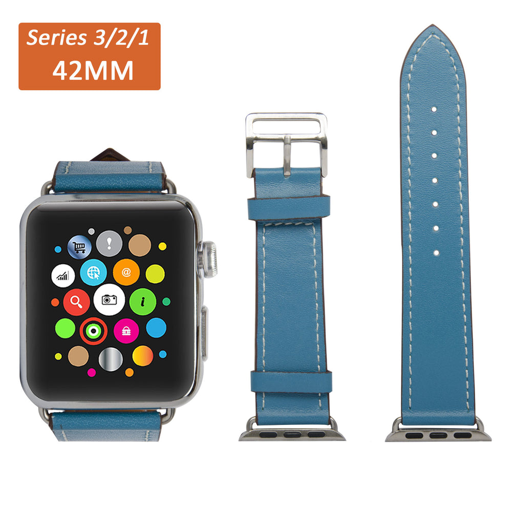Navor Leather Replacement (42mm) Series 1-2-3 Apple Watch Band with Metal Clasp Image 2