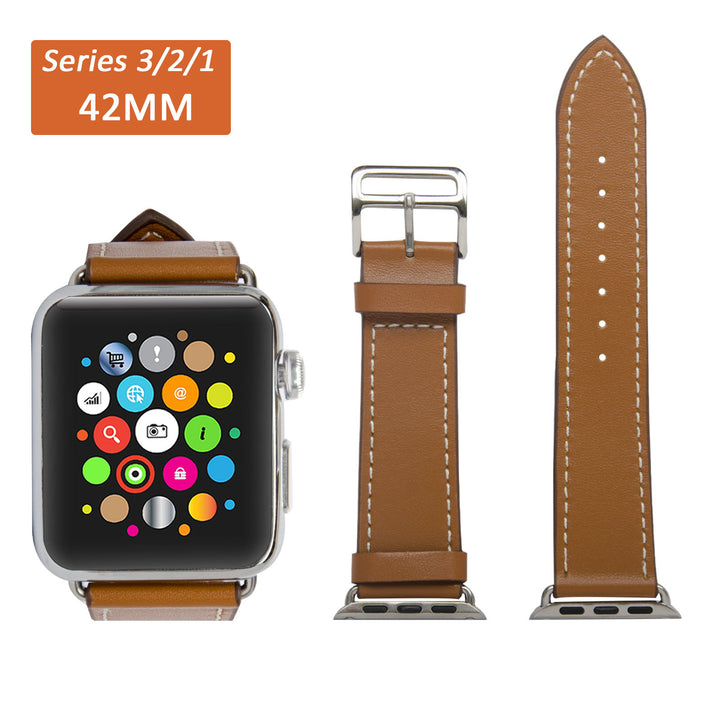 Navor Leather Replacement (42mm) Series 1-2-3 Apple Watch Band with Metal Clasp Image 3