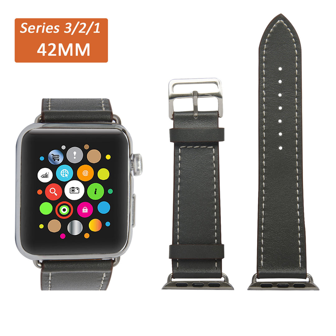 Navor Leather Replacement (42mm) Series 1-2-3 Apple Watch Band with Metal Clasp Image 4