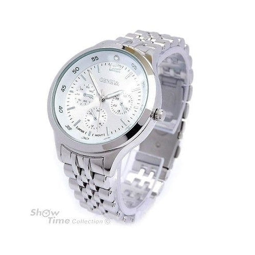 Silver Bracelet 3D Geneva Crystal 12 Womens Medium Size Watch Image 1