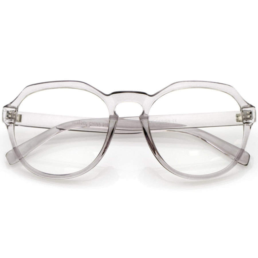 Modern Keyhole Nose Bridge Clear Lens Round Eyeglasses 55mm Image 1