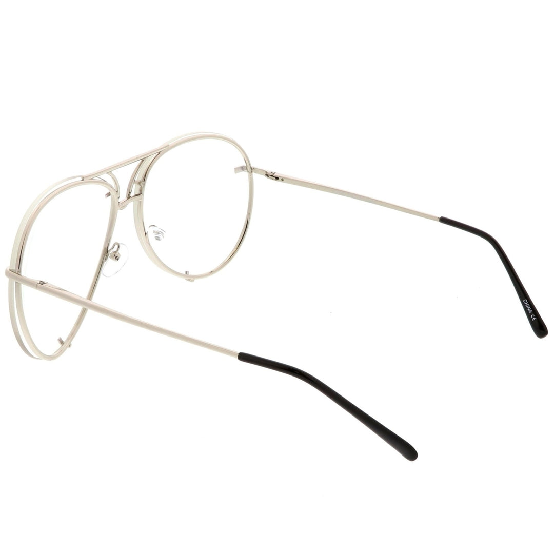 Oversize Rimless Aviator Glasses Unique Nose Piece Clear Lens 67mm Image 4