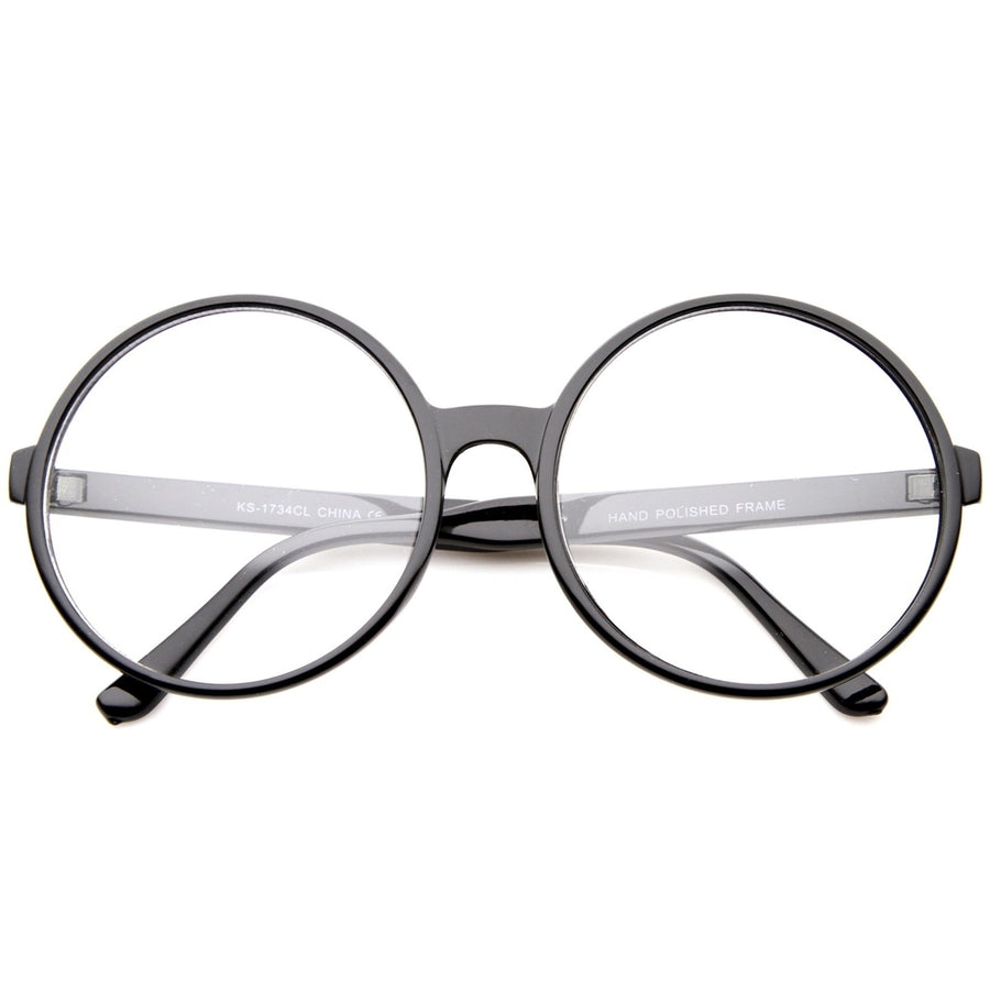 Retro Oversize Clear Lens Round Spectacles Eyewear Glasses 60mm Image 1