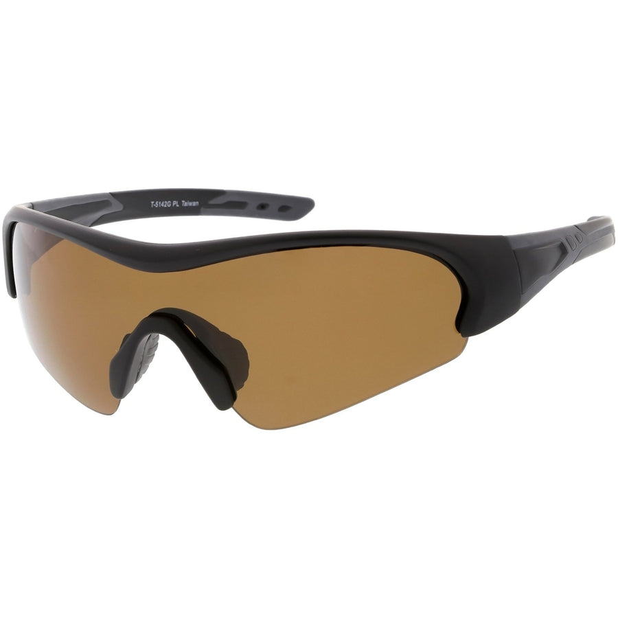 Sports TR-90 Semi-Rimless Wrap Shield Sunglasses Polarized Mono Lens 72mm Image 1