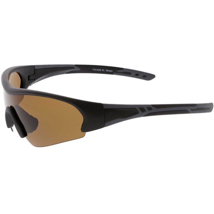 Sports TR-90 Semi-Rimless Wrap Shield Sunglasses Polarized Mono Lens 72mm Image 3