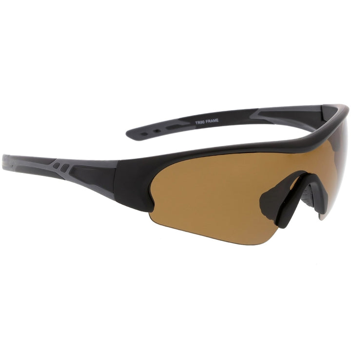 Sports TR-90 Semi-Rimless Wrap Shield Sunglasses Polarized Mono Lens 72mm Image 4
