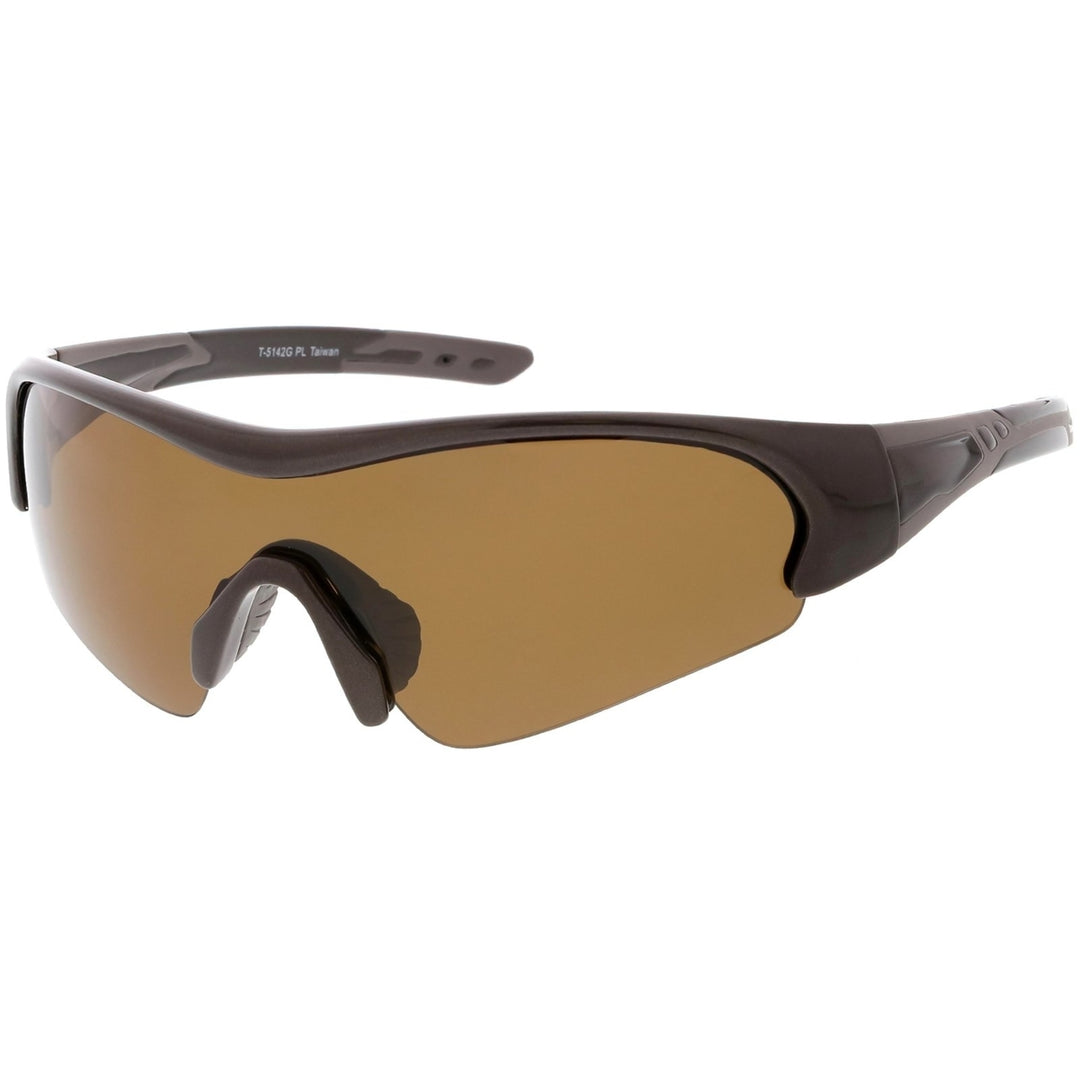 Sports TR-90 Semi-Rimless Wrap Shield Sunglasses Polarized Mono Lens 72mm Image 6