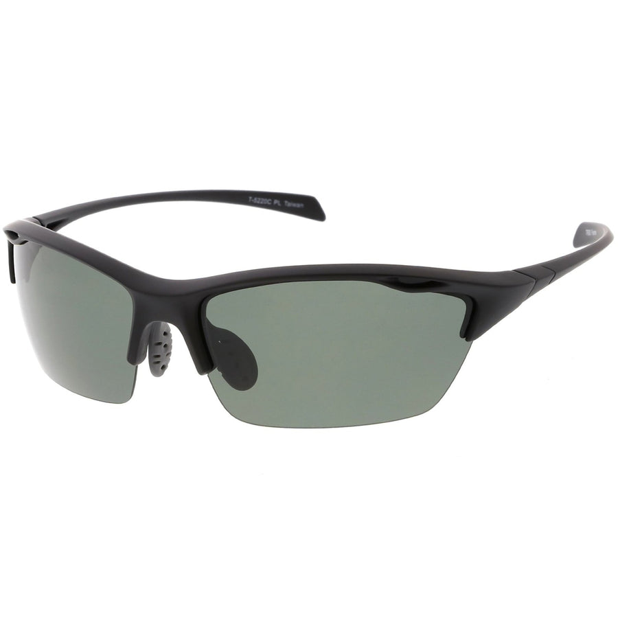 Sports TR-90 Semi-Rimless Wrap Sunglasses Ventilation Holes Polarized Lens 68mm Image 1