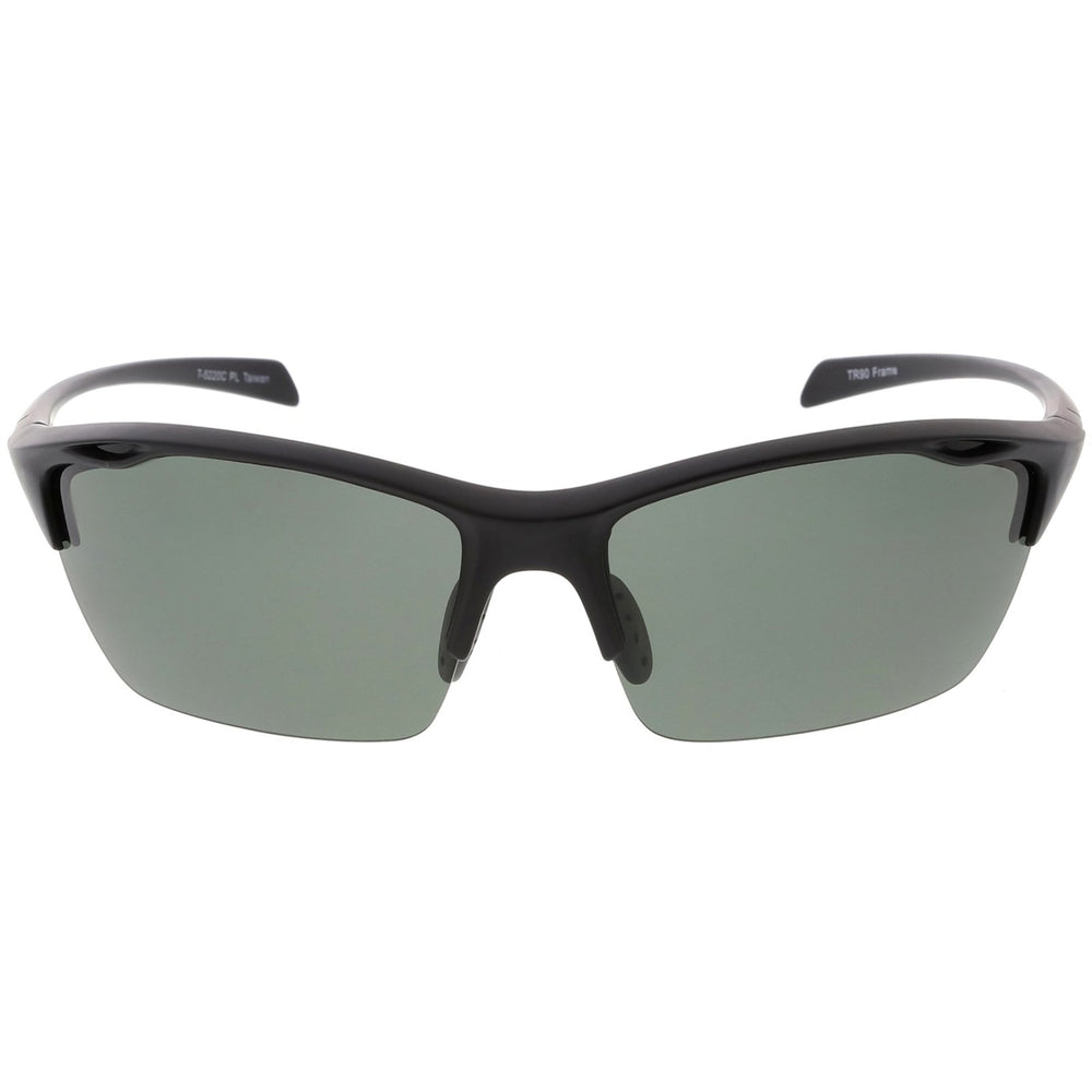 Sports TR-90 Semi-Rimless Wrap Sunglasses Ventilation Holes Polarized Lens 68mm Image 2