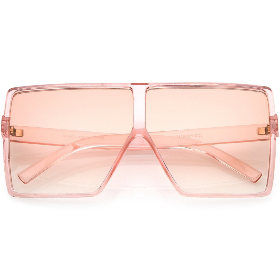 Super Oversize Translucent Square Sunglasses Flat Top Color Tinted Flat Lens 69mm Image 1