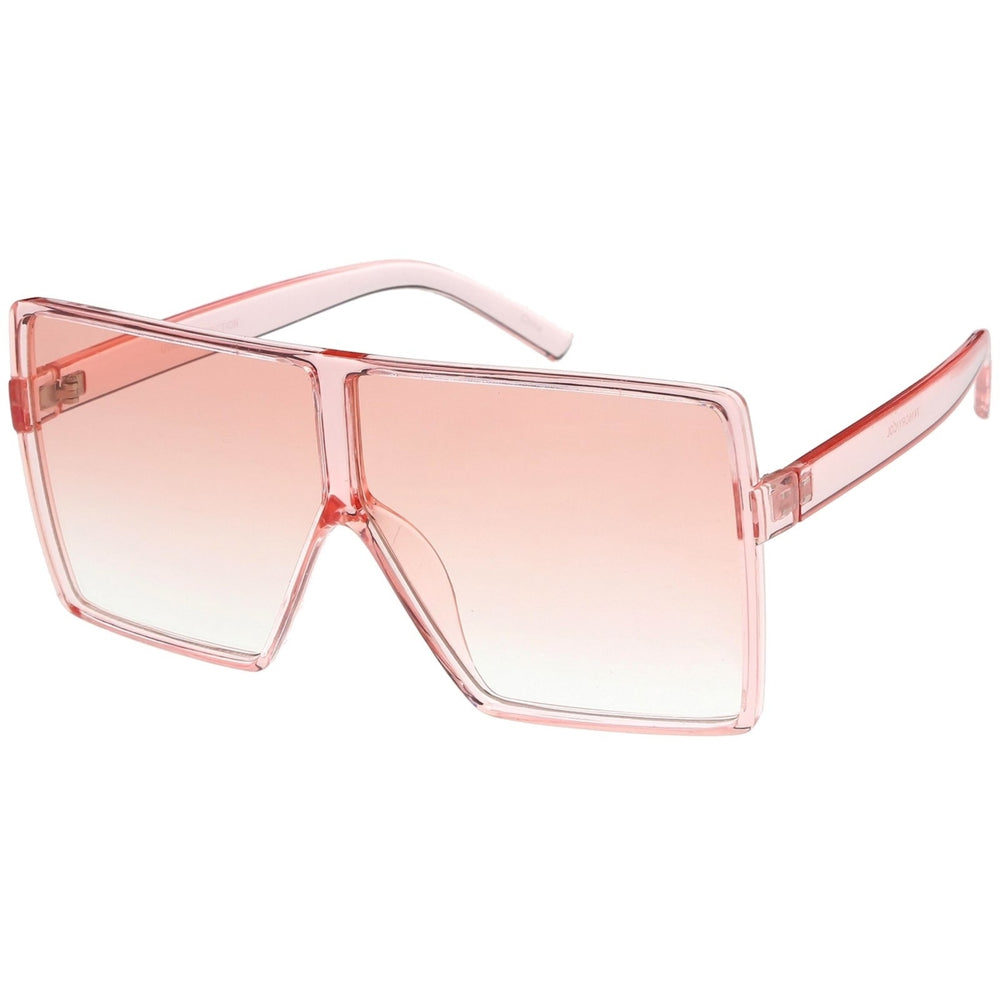 Super Oversize Translucent Square Sunglasses Flat Top Color Tinted Flat Lens 69mm Image 2