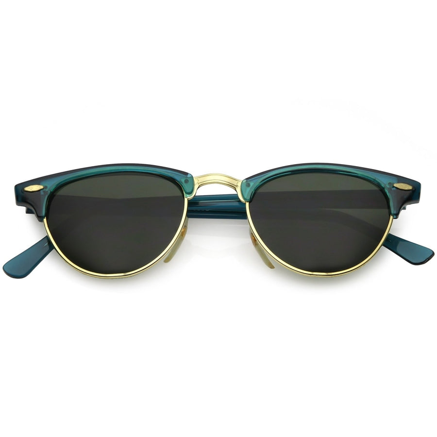 True Vintage Horn Rimmed Semi Rimless Sunglasses Green Tinted Oval Lens 49mm Image 1