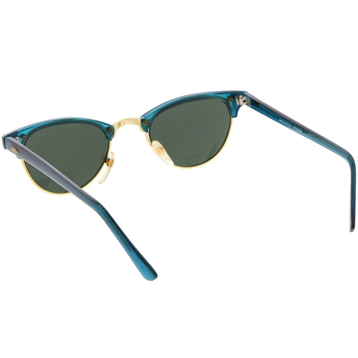 True Vintage Horn Rimmed Semi Rimless Sunglasses Green Tinted Oval Lens 49mm Image 4