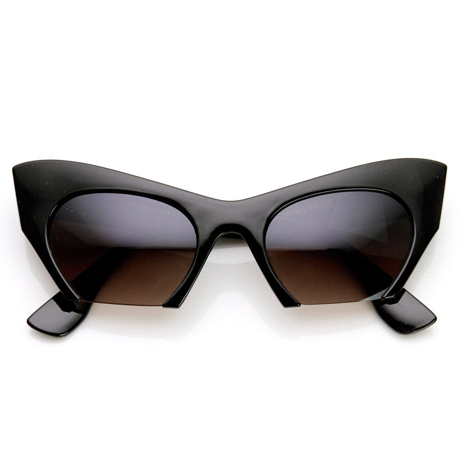 Womens Fashion Semi-Rimless Bottom Cut Cat Eye Sunglasses Image 1