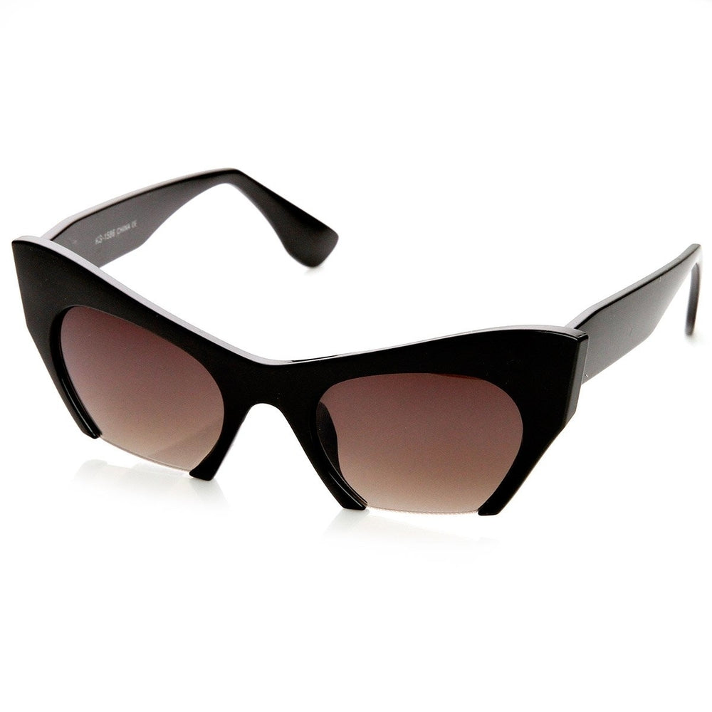 Womens Fashion Semi-Rimless Bottom Cut Cat Eye Sunglasses Image 2