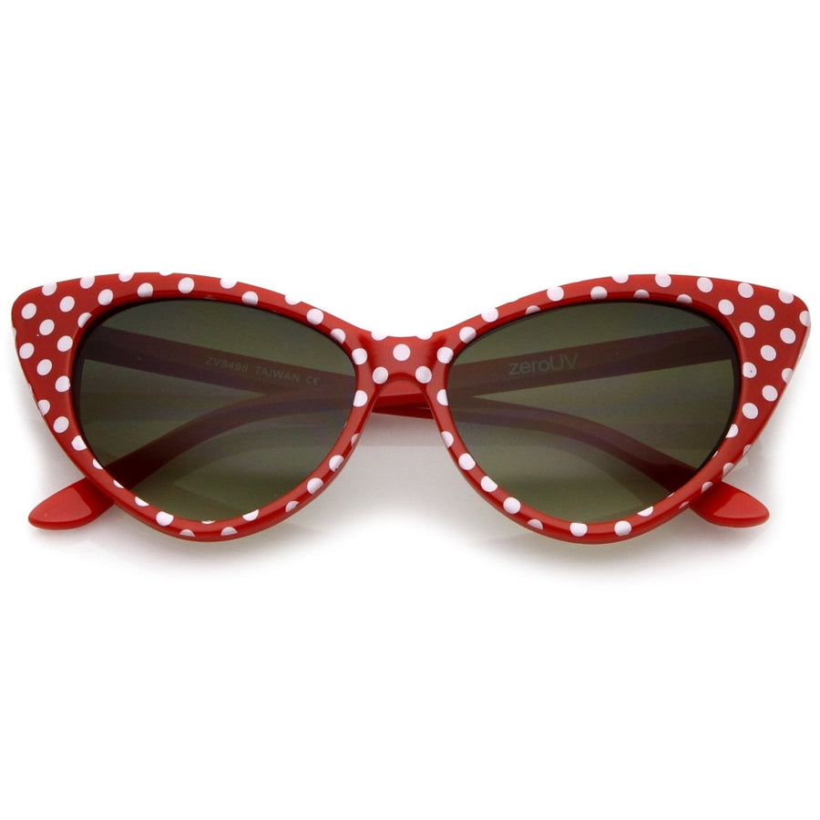 Womens Retro Polka Dot Oversize Cat Eye Sunglasses 50mm Image 1