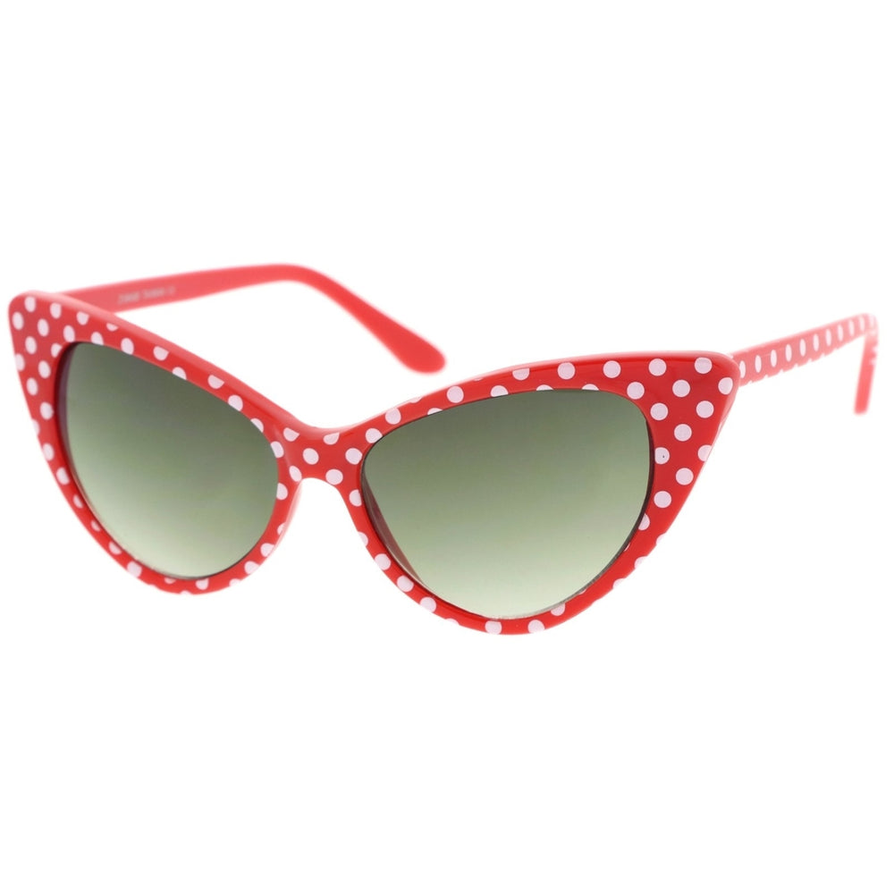 Womens Retro Polka Dot Oversize Cat Eye Sunglasses 50mm Image 2