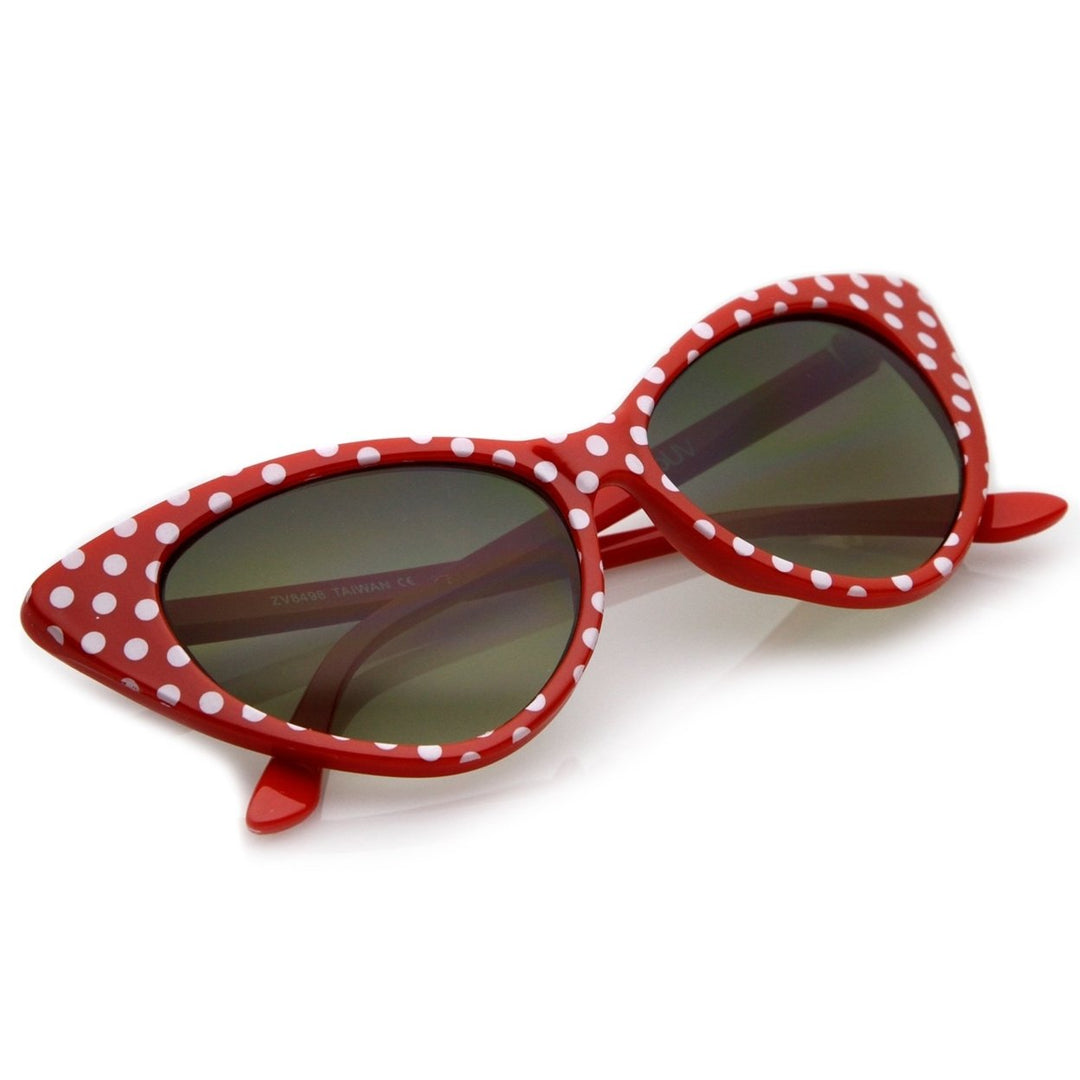 Womens Retro Polka Dot Oversize Cat Eye Sunglasses 50mm Image 4