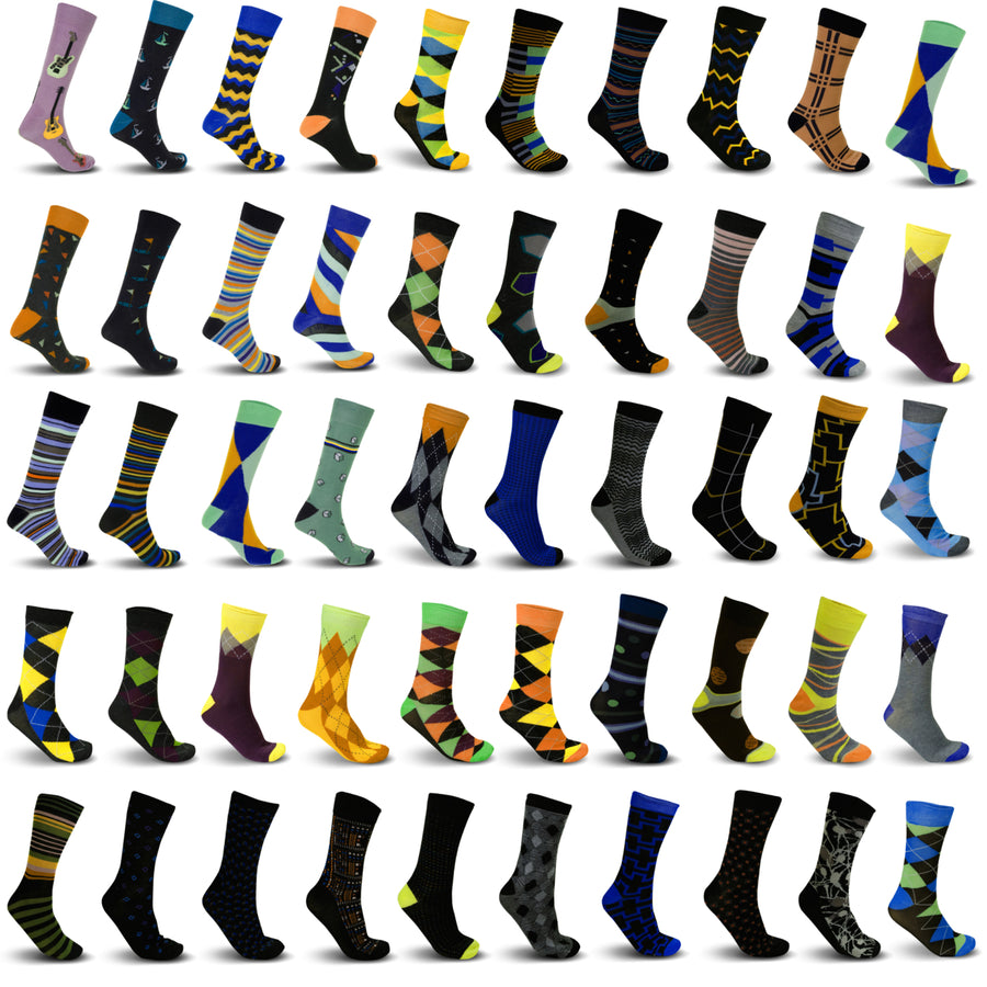 30-Pair Mens Patterned Dress Sock Mystery Deal Image 1