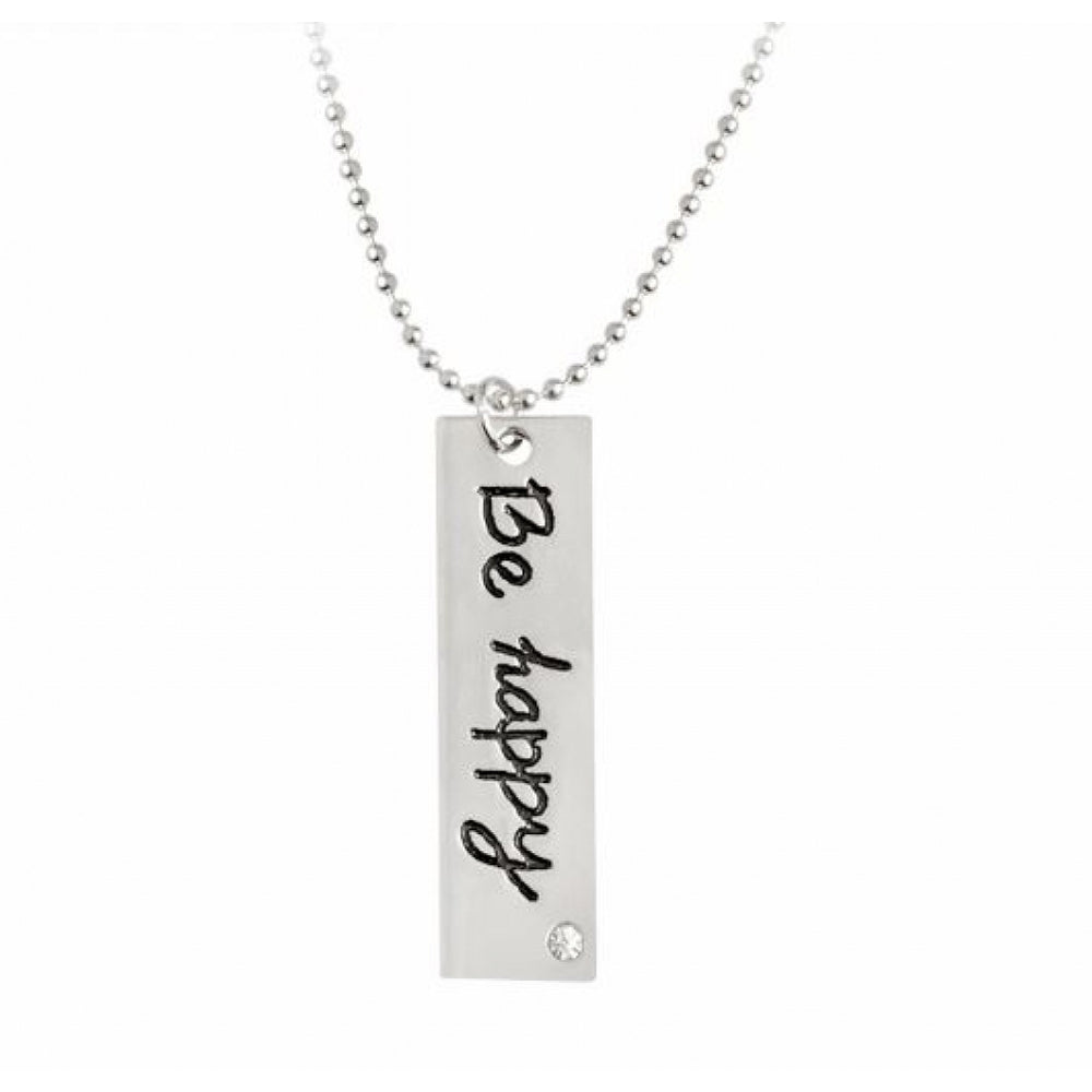 "Be happy" Tag Bar Necklace Image 2